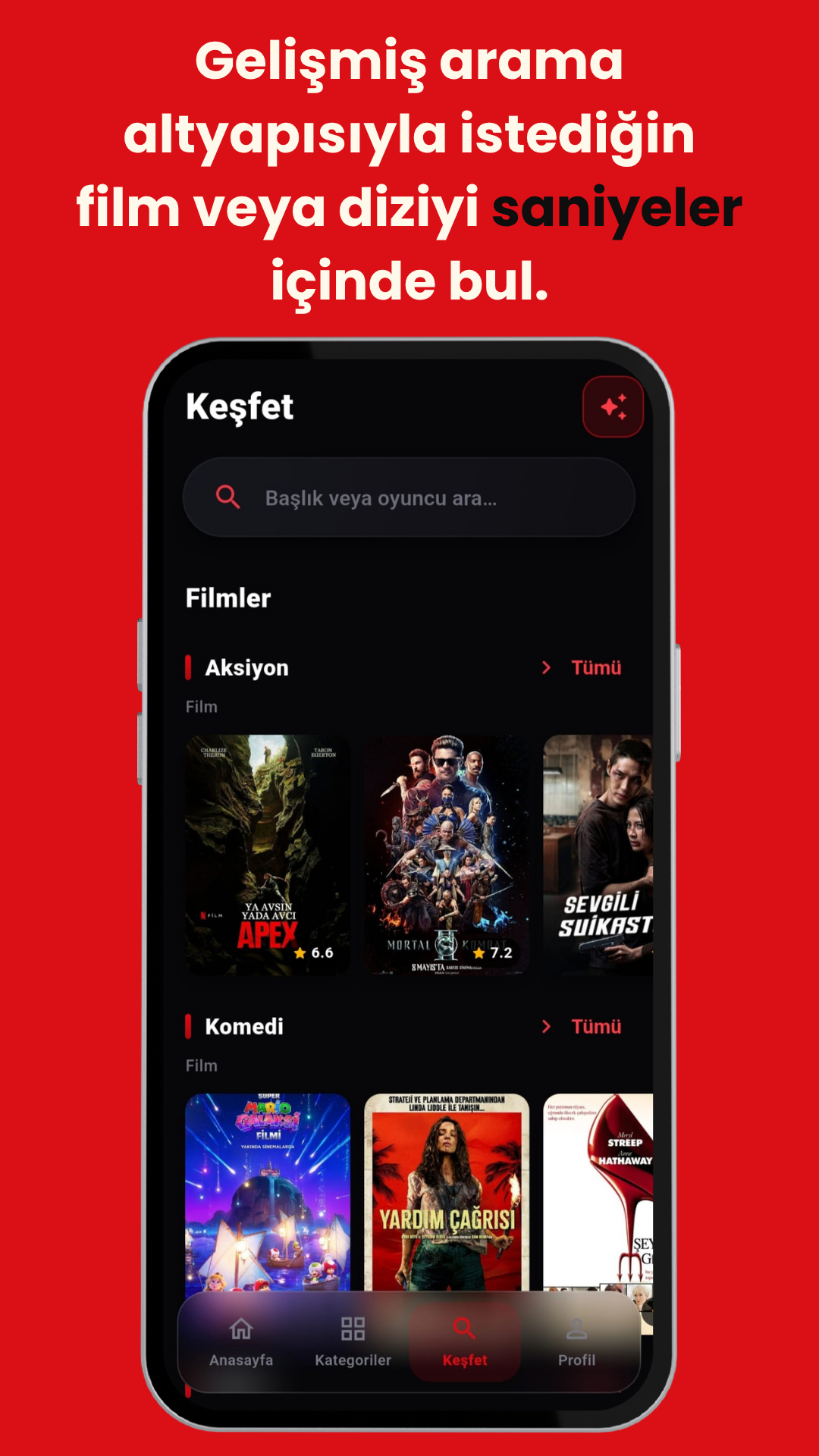 Flixmind arama ekranı